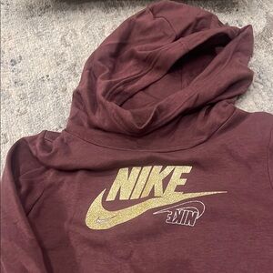 Nike Maroon Hoodie with Gold Logo